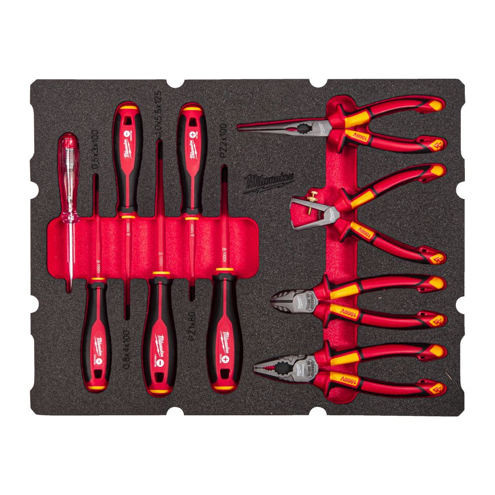 Milwaukee - PACKOUT VDE Zangen und VDE Schraubendreher Einlage 10-teilige Einlage für PACKOUT Koffer mit Schubladen